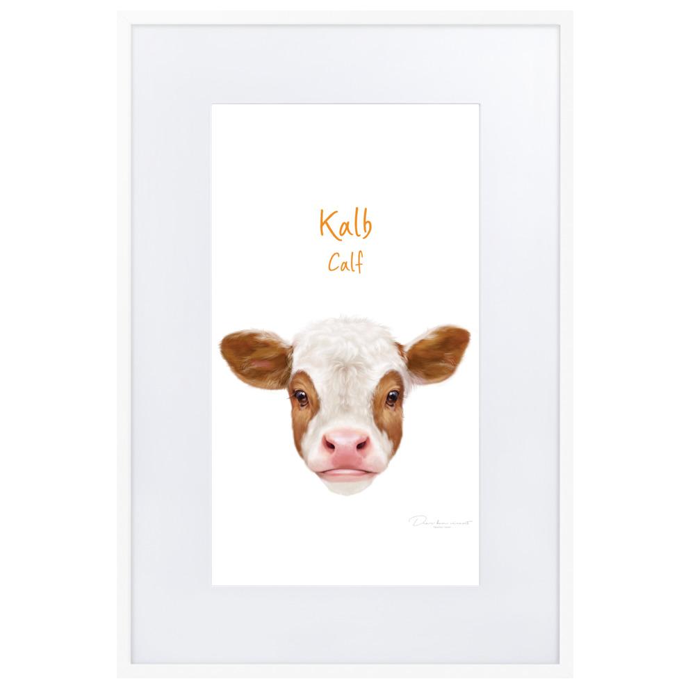 Kalb - Poster im Rahmen mit Passepartout weiß / 61×91 cm artlia