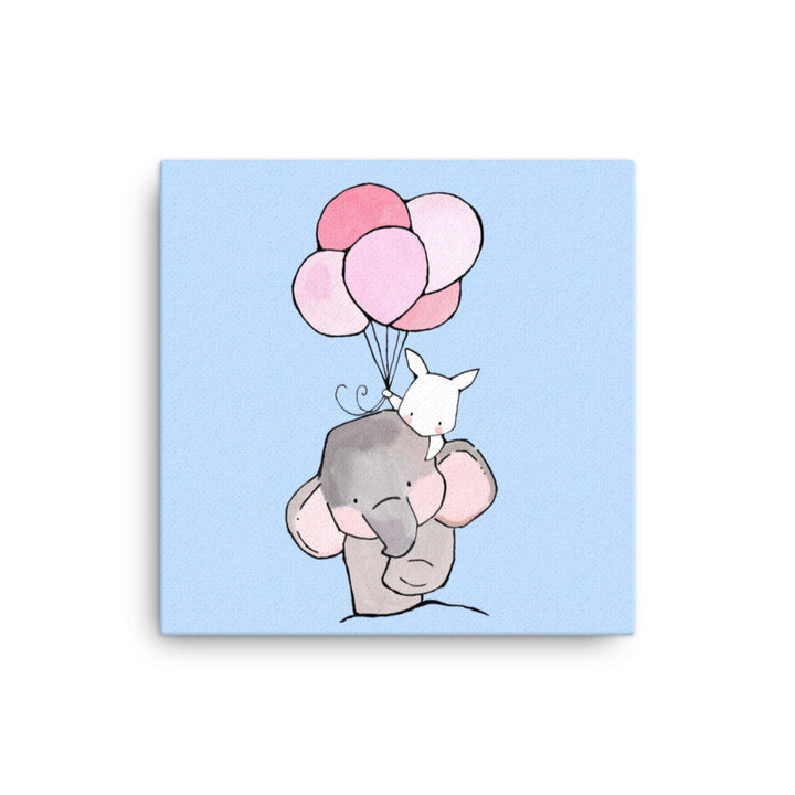 Leinwand - Elefant und Hase mit Luftballon 41x41 cm artlia