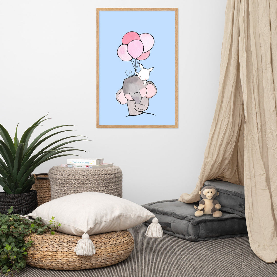 Poster - Elefant und Hase mit Luftballon artlia