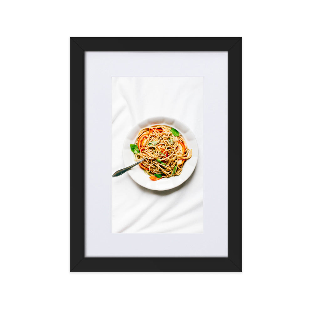 Poster mit Passepartout - leckere Spaghetti Schwarz / 21×30 cm artlia