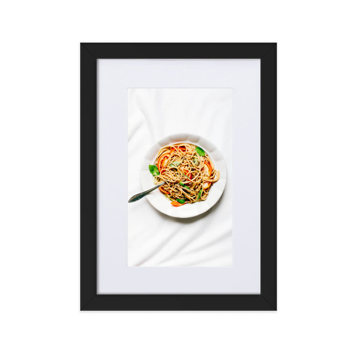 Poster mit Passepartout - leckere Spaghetti Schwarz / 21×30 cm artlia