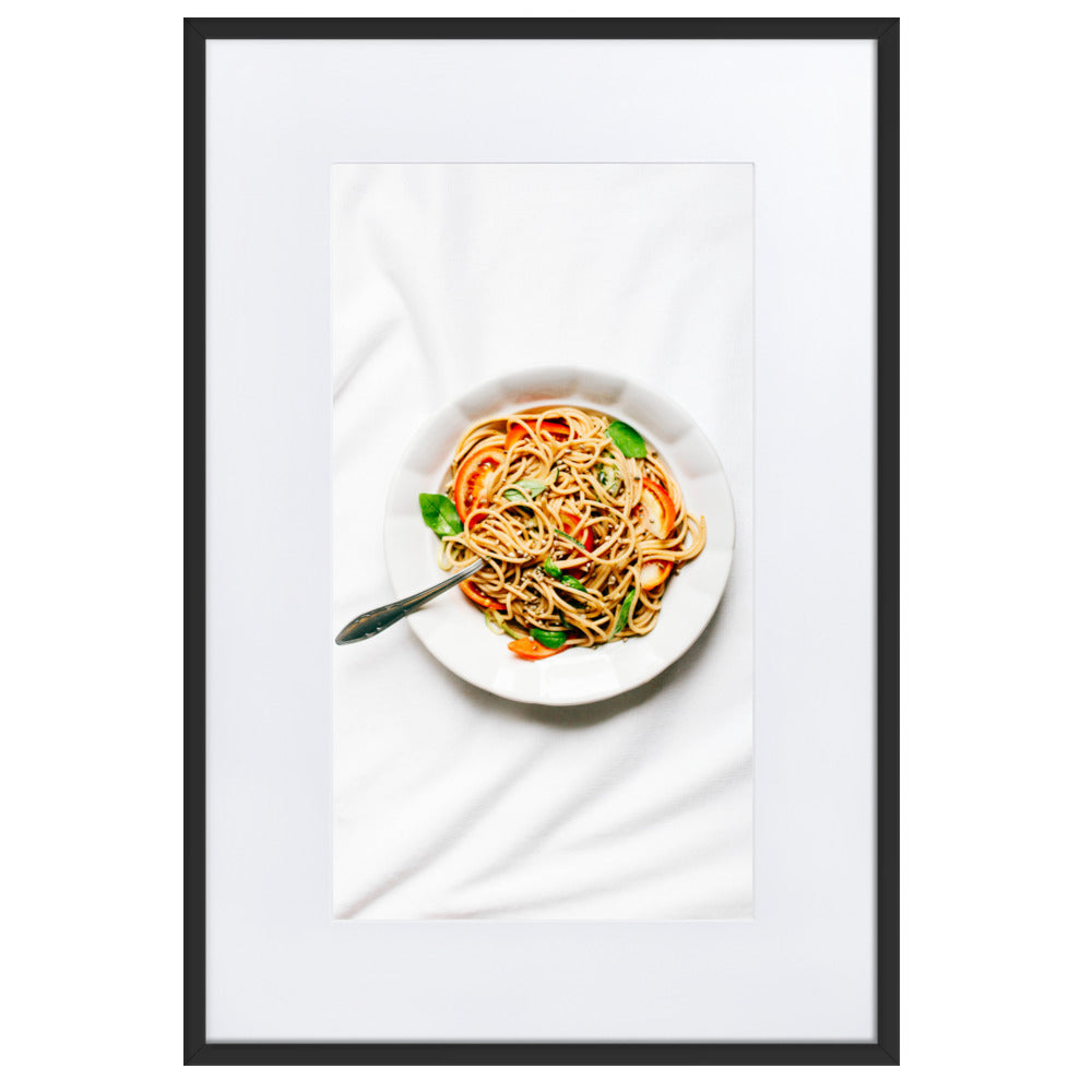 Poster mit Passepartout - leckere Spaghetti Schwarz / 61×91 cm artlia