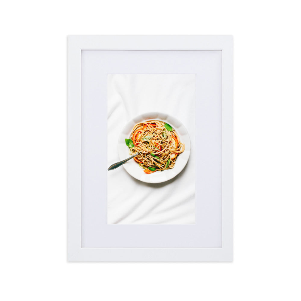 Poster mit Passepartout - leckere Spaghetti Weiß / 21×30 cm artlia