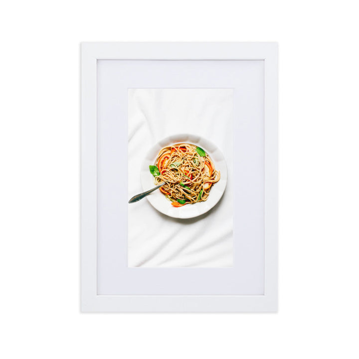Poster mit Passepartout - leckere Spaghetti Weiß / 21×30 cm artlia
