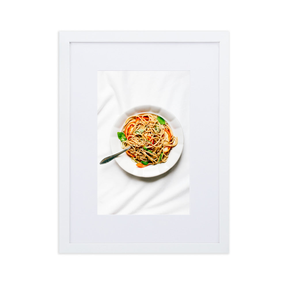 Poster mit Passepartout - leckere Spaghetti Weiß / 30×40 cm artlia