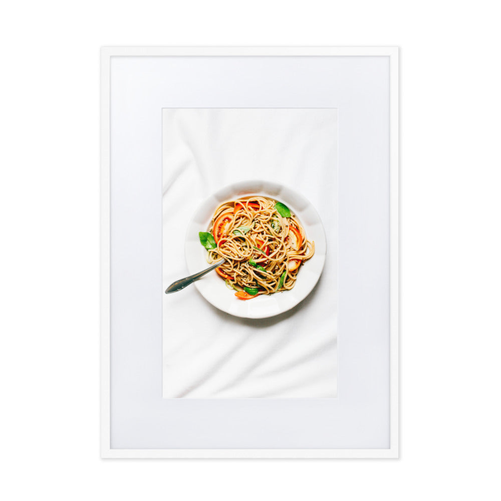 Poster mit Passepartout - leckere Spaghetti Weiß / 50×70 cm artlia