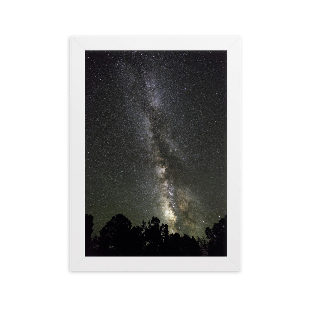 Poster mit Rahmen - Sternenhimmel Starry sky Weiß / 21×30 cm artlia