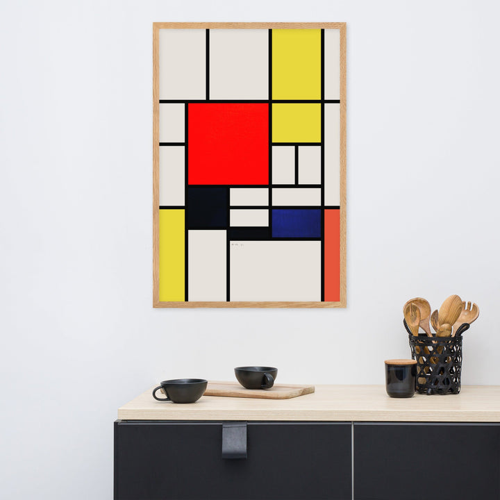 Poster - Mondrian, Composition with red yellow black gray and blue artlia