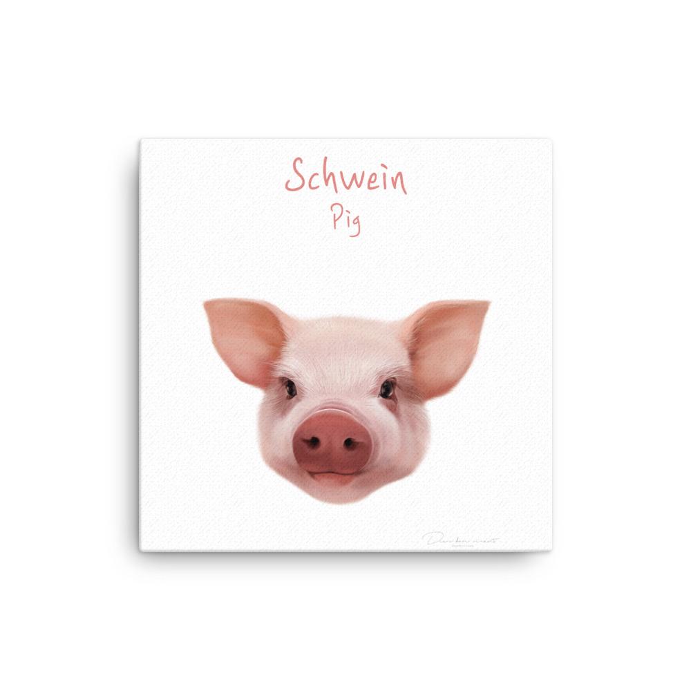 Schwein - Leinwand 30x30 cm artlia