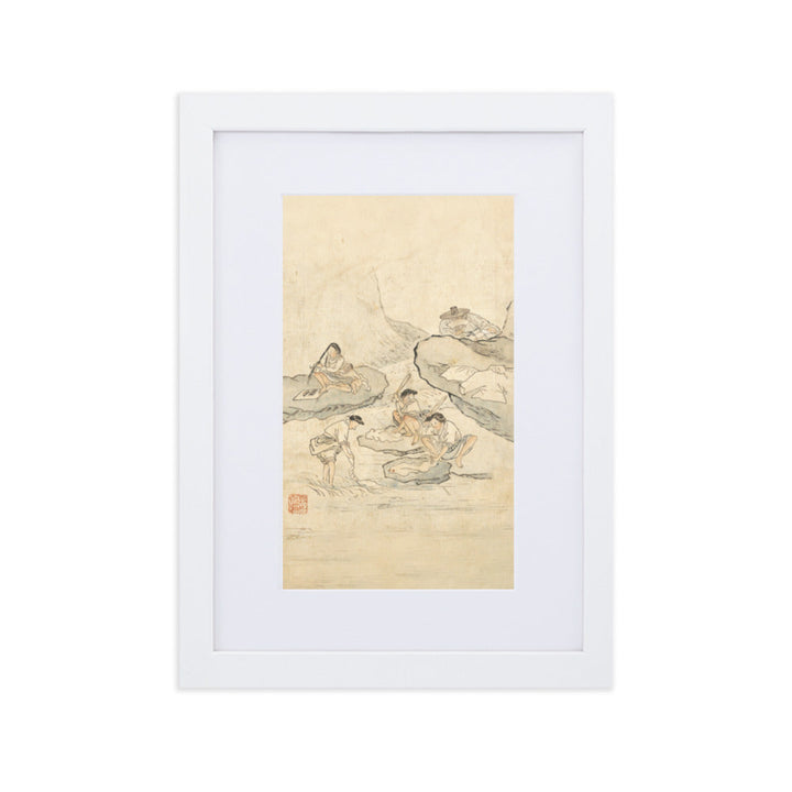 Wäscherei, Kim Hong-do - Poster im Rahmen mit Passepartout Weiß / 21×30 cm artlia