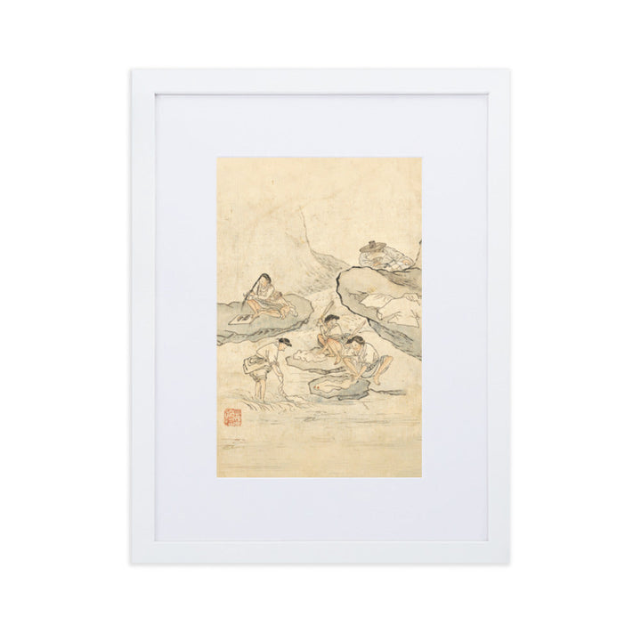 Wäscherei, Kim Hong-do - Poster im Rahmen mit Passepartout Weiß / 30×40 cm artlia