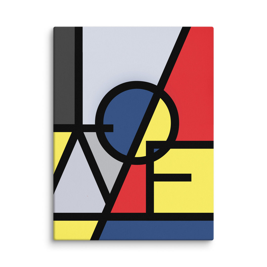 Canvas - "LOVE" in de stijl van Mondriaan