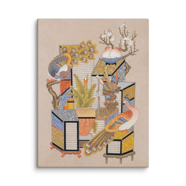 Leinwand - Sehnsucht nach Wissen mit Pfau