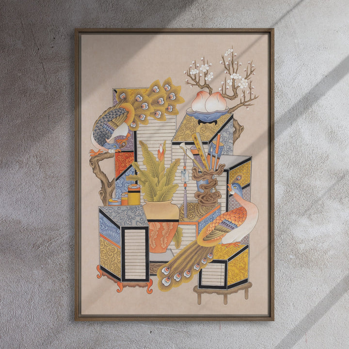 canvas-korean-sehnsucht-nach-wissen-mit-pfau-longing-for-knowledge-with-peacock-seungmin-yoon_4_-min