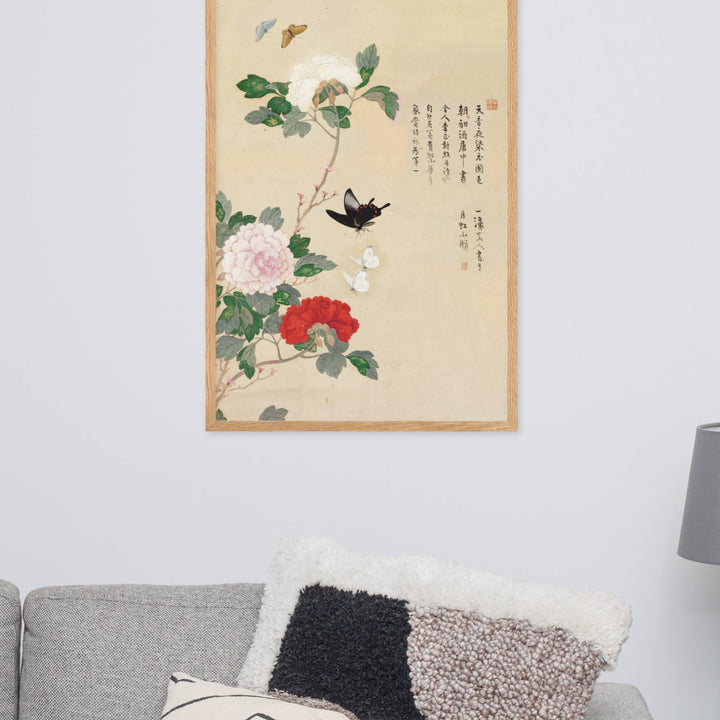 Poster - Bloemen en vlinders