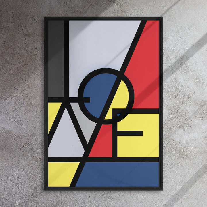 Canvas - "LOVE" in de stijl van Mondriaan