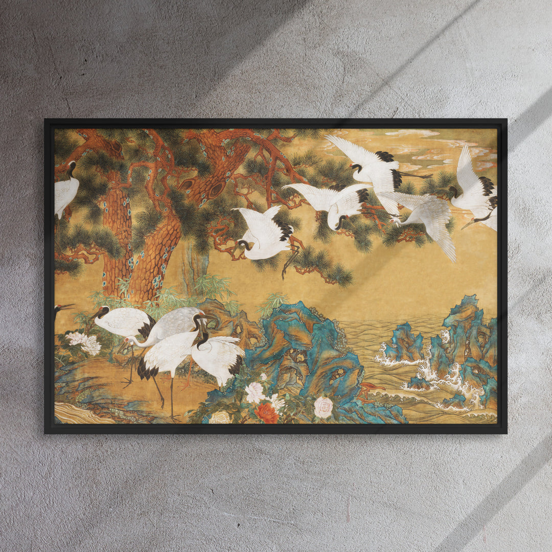 framed-canvas-_in_-black-24x36-front-weisse-kraniche-aus-dem-changdeokgung-palast_8ed8abc3-148e-4039-8953-1d857a41a0fe