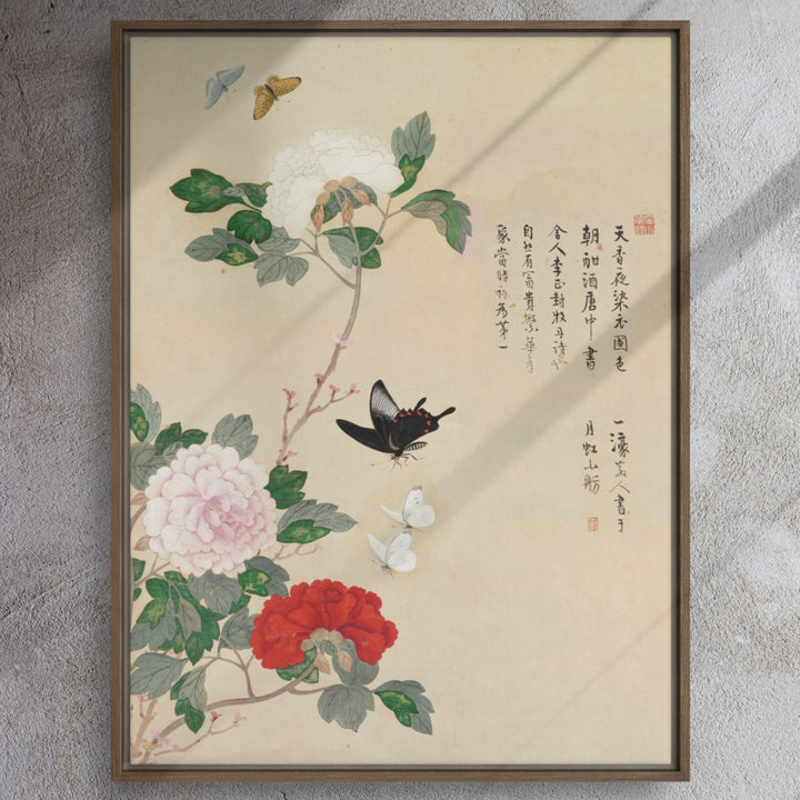 Leinwand - Blumen und Schmetterlinge