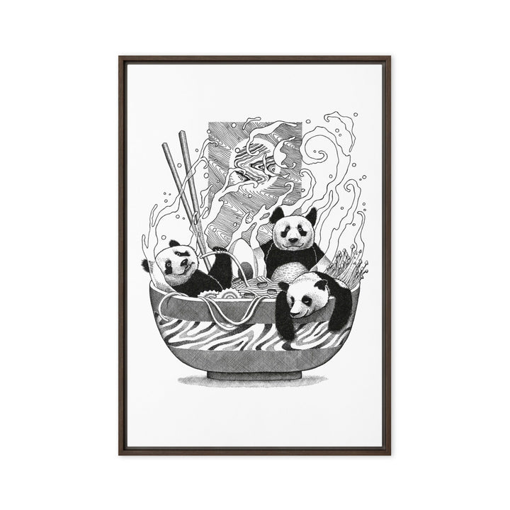 Gerahmte Leinwand - Panda Ramen Pavel Illustrations 61x91 cm (24″×36″) / Braun artlia