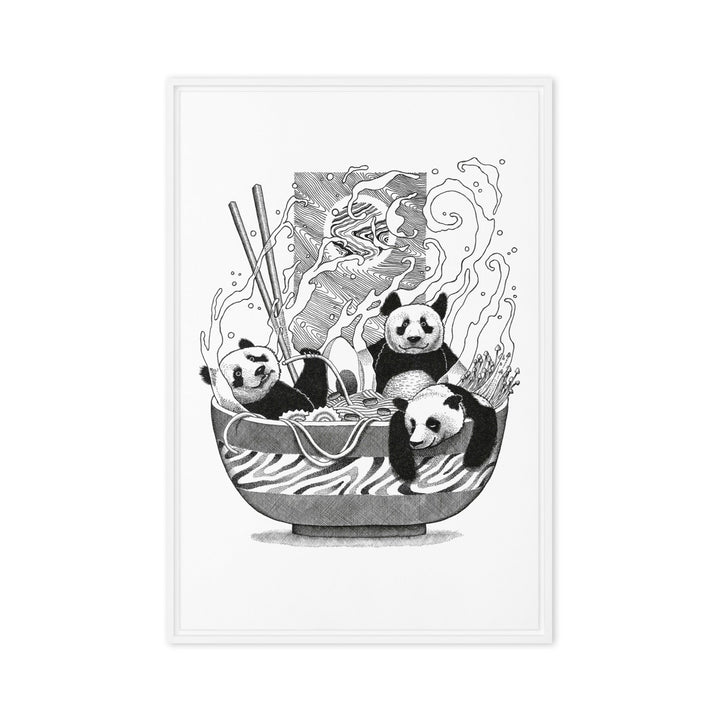 Gerahmte Leinwand - Panda Ramen Pavel Illustrations 61x91 cm (24″×36″) / Weiß artlia