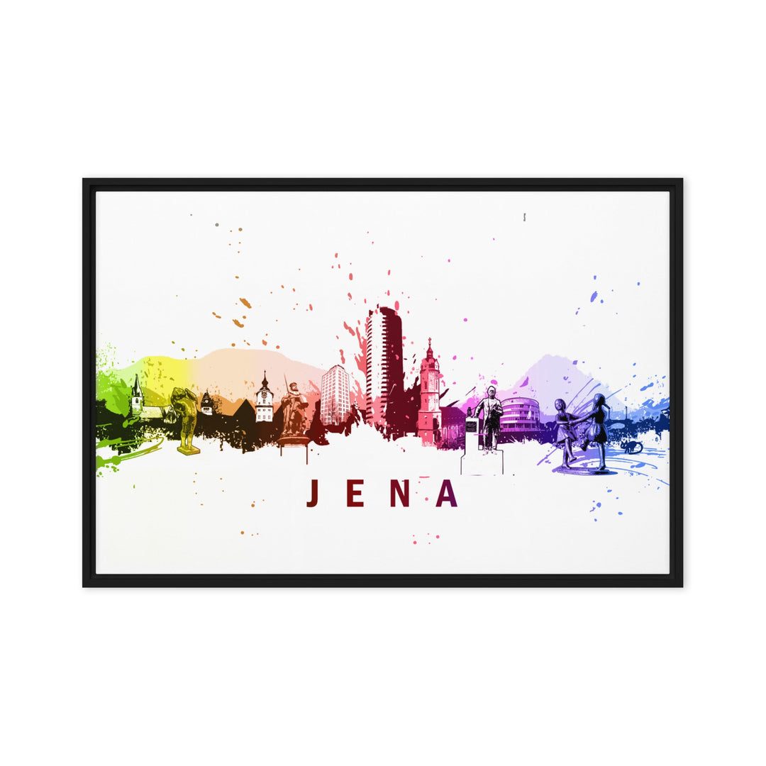 Gerahmte Leinwand - Skyline Jena Marko Kurth Schwarz / 61x91 cm (24″×36″) artlia