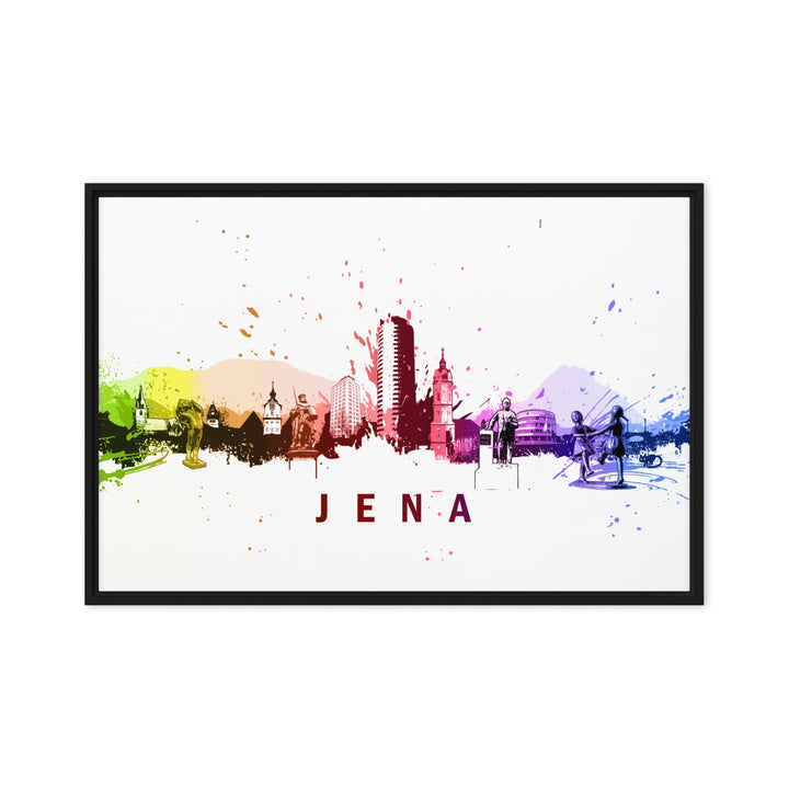 Gerahmte Leinwand - Skyline Jena Marko Kurth Schwarz / 61x91 cm (24″×36″) artlia