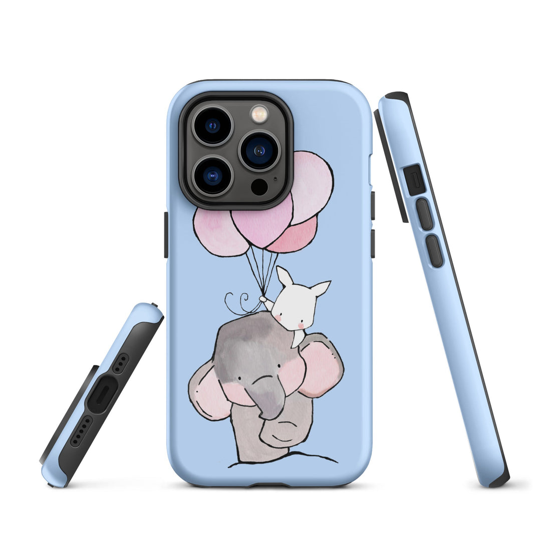 Hardcase iPhone® Handyhülle - Elefant und Hase mit Luftballon Kuratoren von artlia iPhone 14 Pro artlia