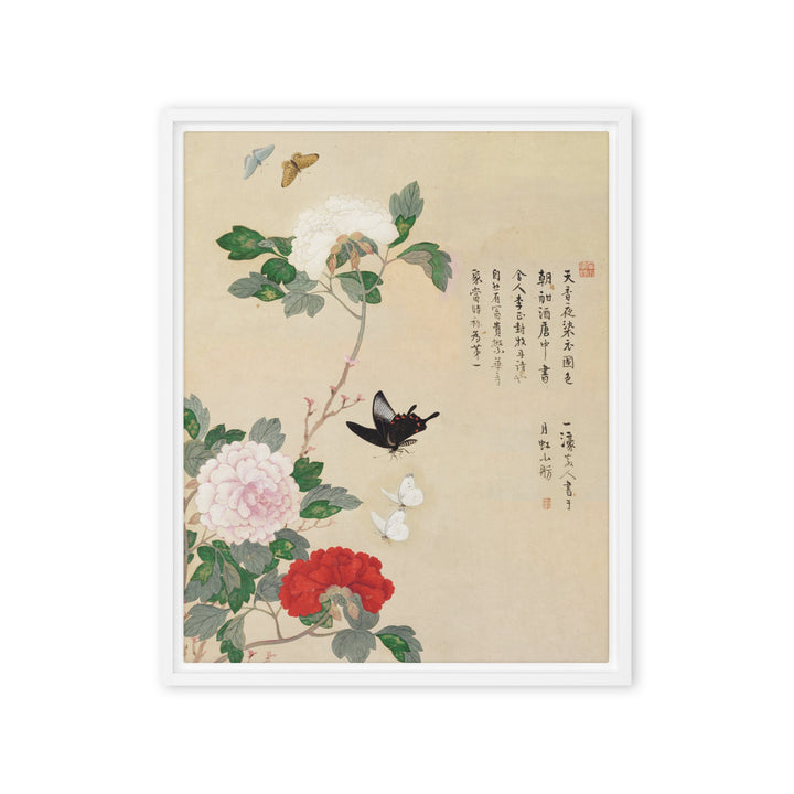 Leinwand - Blumen und Schmetterlinge Nam Gye-u Weiß / 41x51 cm (16″×20″) artlia