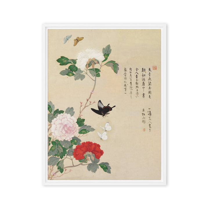 Leinwand - Blumen und Schmetterlinge Nam Gye-u Weiß / 61x81 cm (24″×32″) artlia