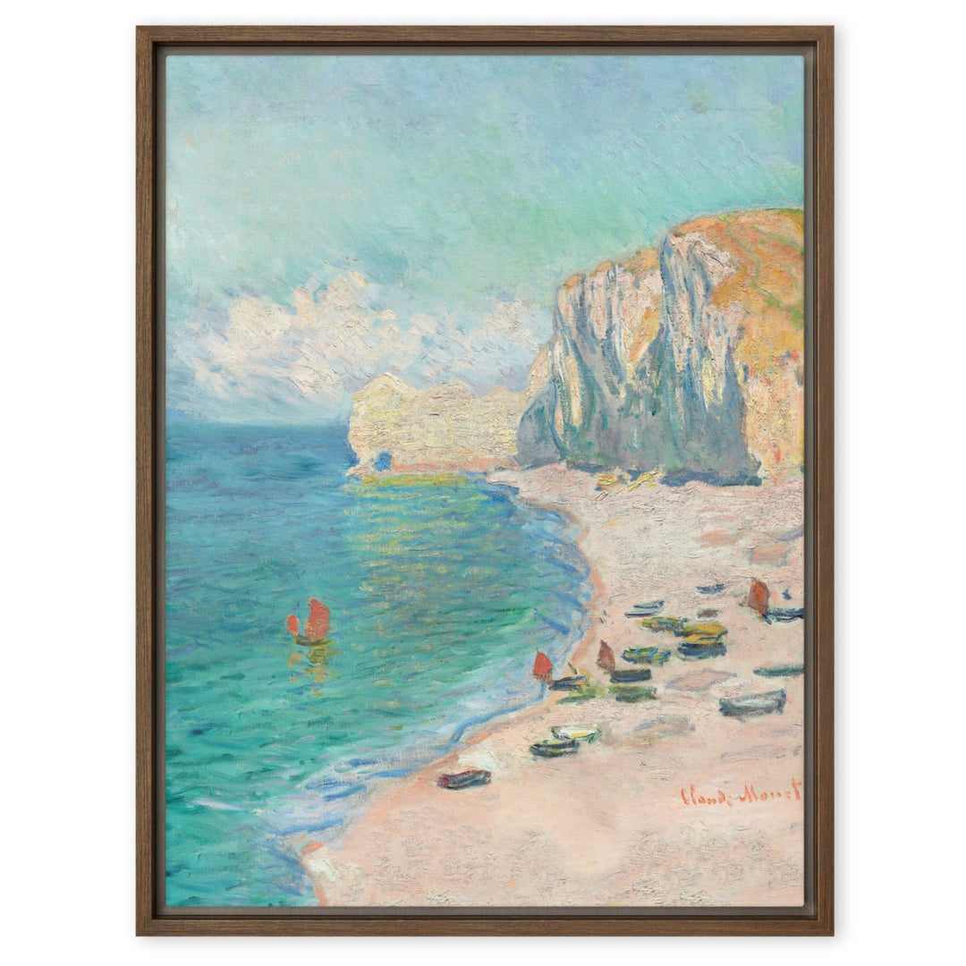 Leinwand - Claude Monet, Étretat: The Beach and the Falaise d'Amont Claude Monet Braun / 46x61 cm (18″×24″) artlia