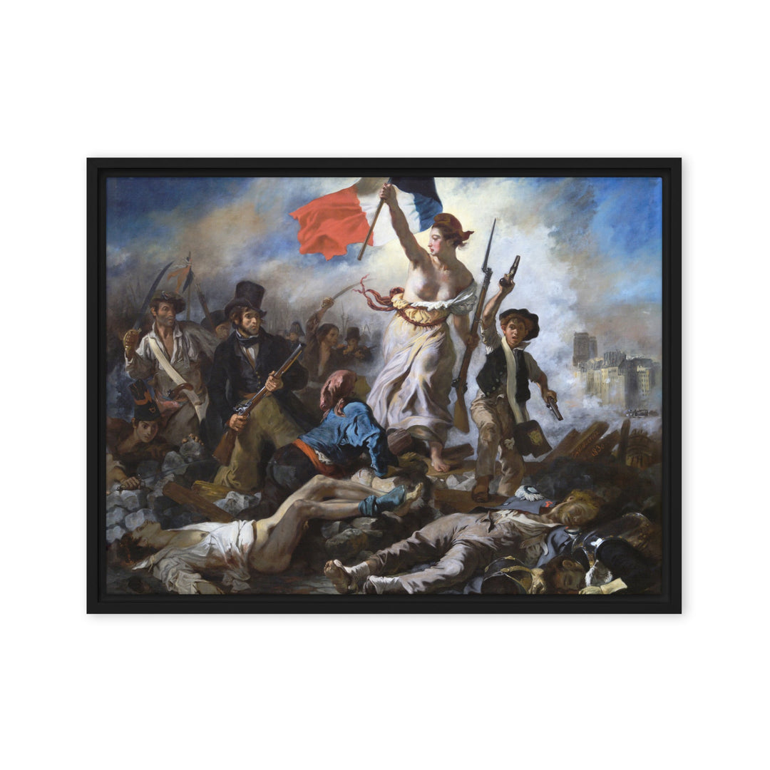 Leinwand - Eugène Delacroix, Die Freiheit führt das Volk Eugène Delacroix Schwarz / 46x61 cm (18″×24″) artlia