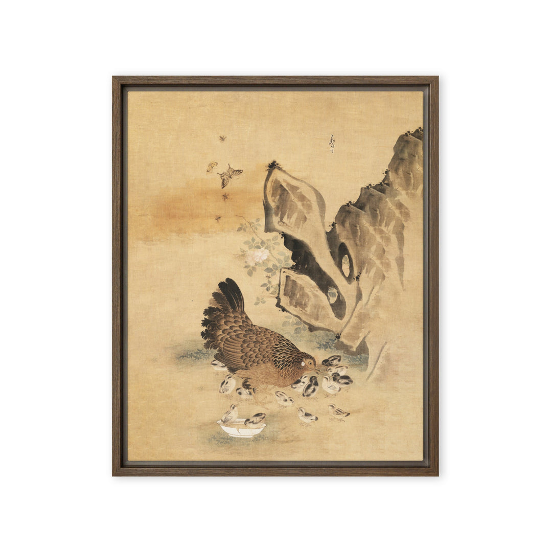 Leinwand - Henne und Küken, Byeon Sang-byeok Byeon Sang-byeok Braun / 41x51 cm (16″×20″) artlia