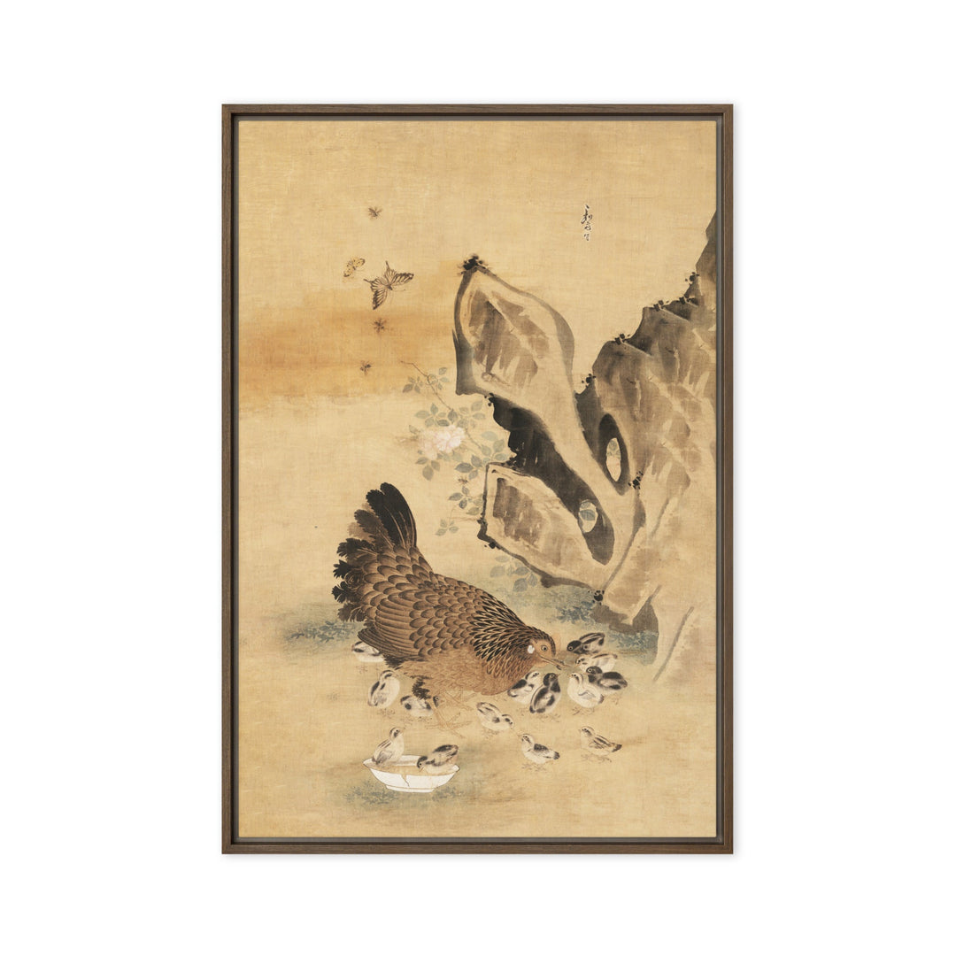 Leinwand - Henne und Küken, Byeon Sang-byeok Byeon Sang-byeok Braun / 61x91 cm (24″×36″) artlia