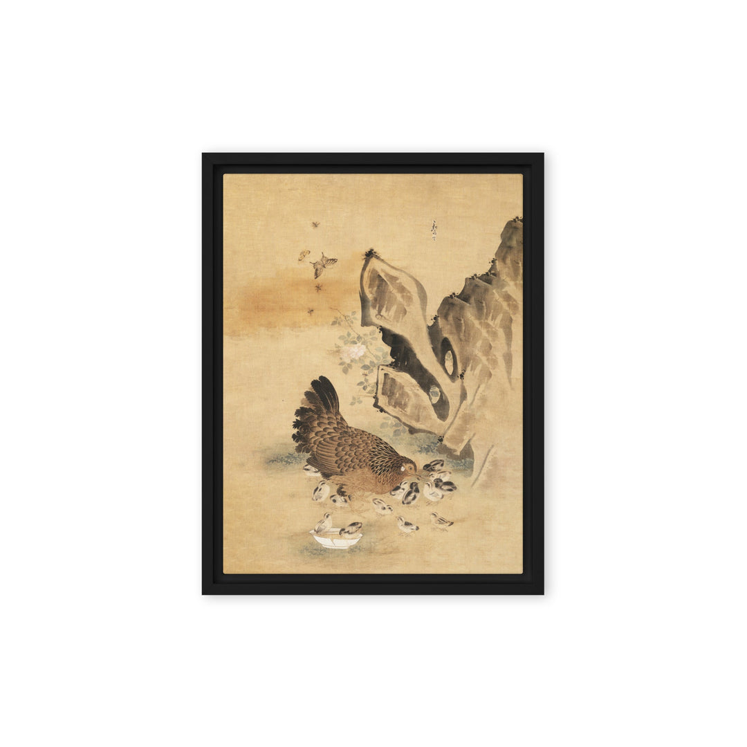 Leinwand - Henne und Küken, Byeon Sang-byeok Byeon Sang-byeok Schwarz / 31x41 cm (12″×16″) artlia