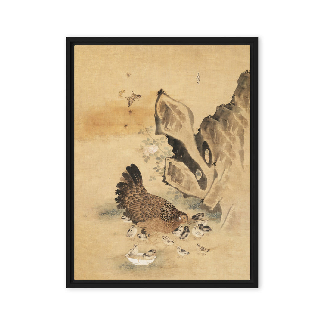 Leinwand - Henne und Küken, Byeon Sang-byeok Byeon Sang-byeok Schwarz / 46x61 cm (18″×24″) artlia