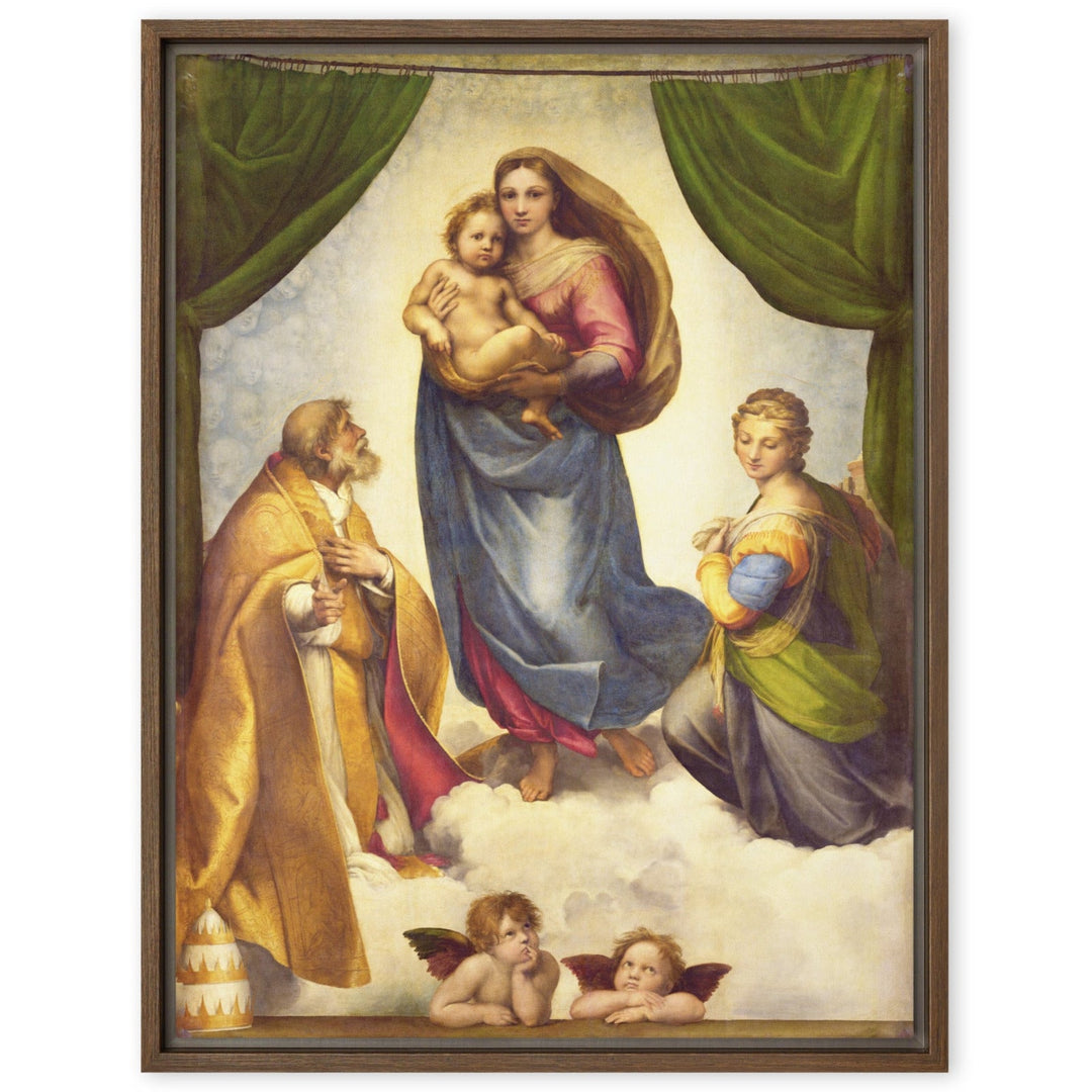 Leinwand - Raffaello Sanzio da Urbino, Die Sixtinische Madonna Raffaello Sanzio da Urbino Braun / 46x61 cm (18″×24″) artlia