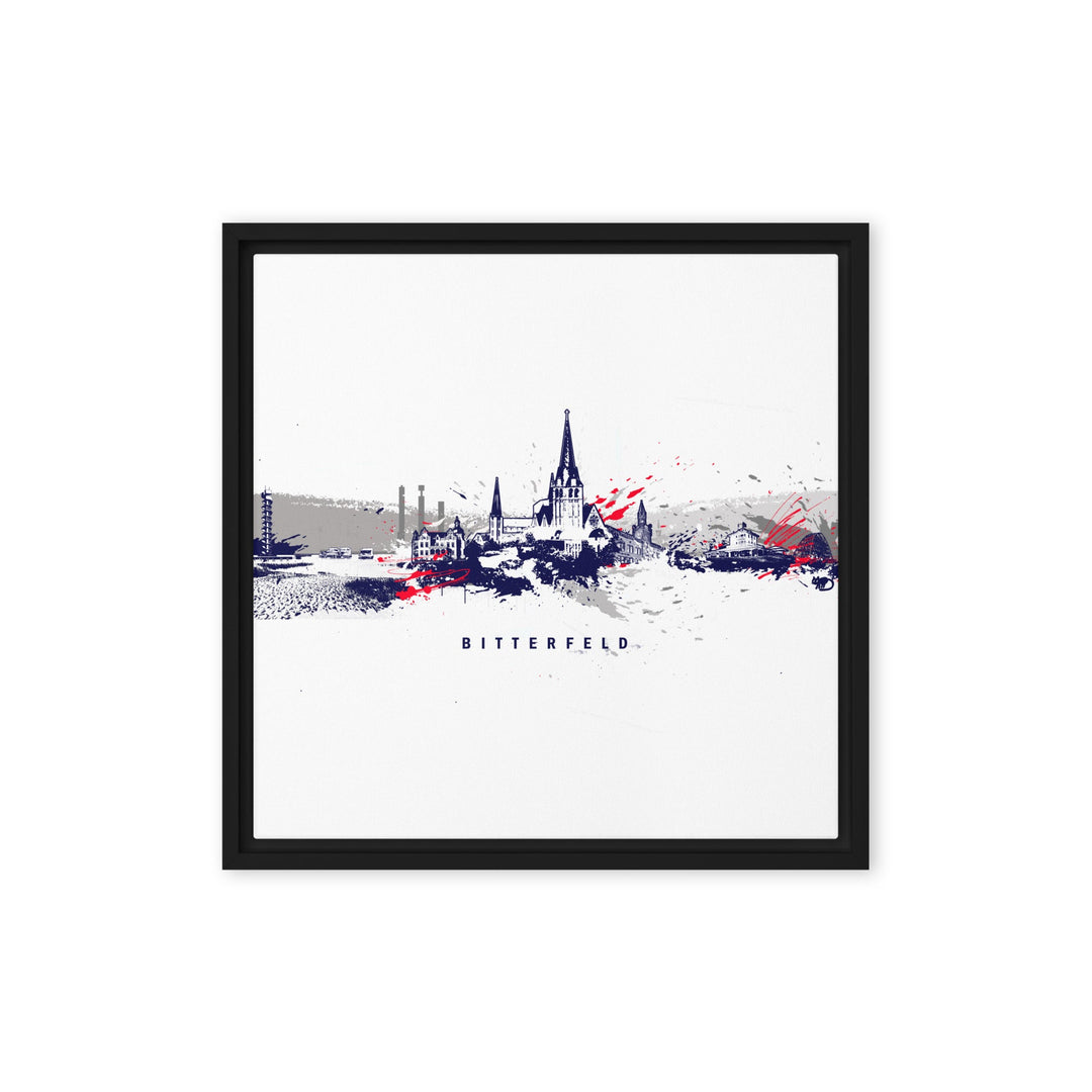 Leinwand - Skyline Bitterfeld Marko Kurth Schwarz / 41x41 cm (16″×16″) artlia