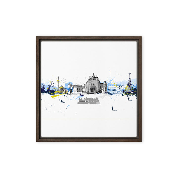 Leinwand - Skyline Mariupol Marko Kurth Braun / 41x41 cm (16″×16″) artlia