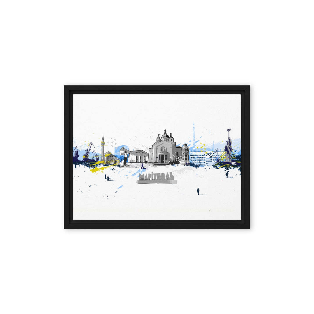 Leinwand - Skyline Mariupol Marko Kurth Schwarz / 31x41 cm (12″×16″) artlia