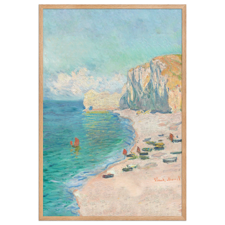 Poster - Claude Monet, Étretat: The Beach and the Falaise d'Amont Oak / 61×91 cm artlia