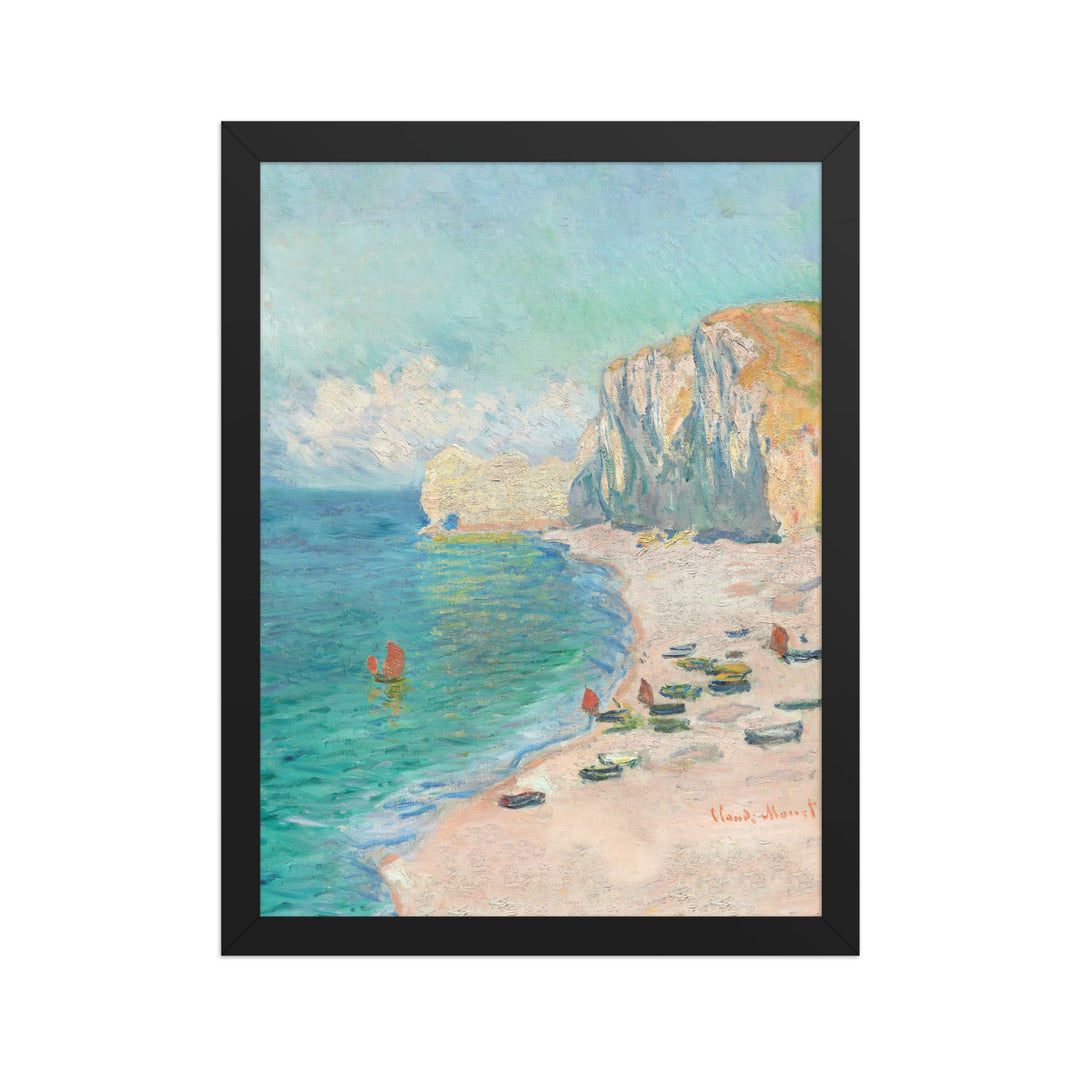 Poster - Claude Monet, Étretat: The Beach and the Falaise d'Amont Schwarz / 30×40 cm artlia