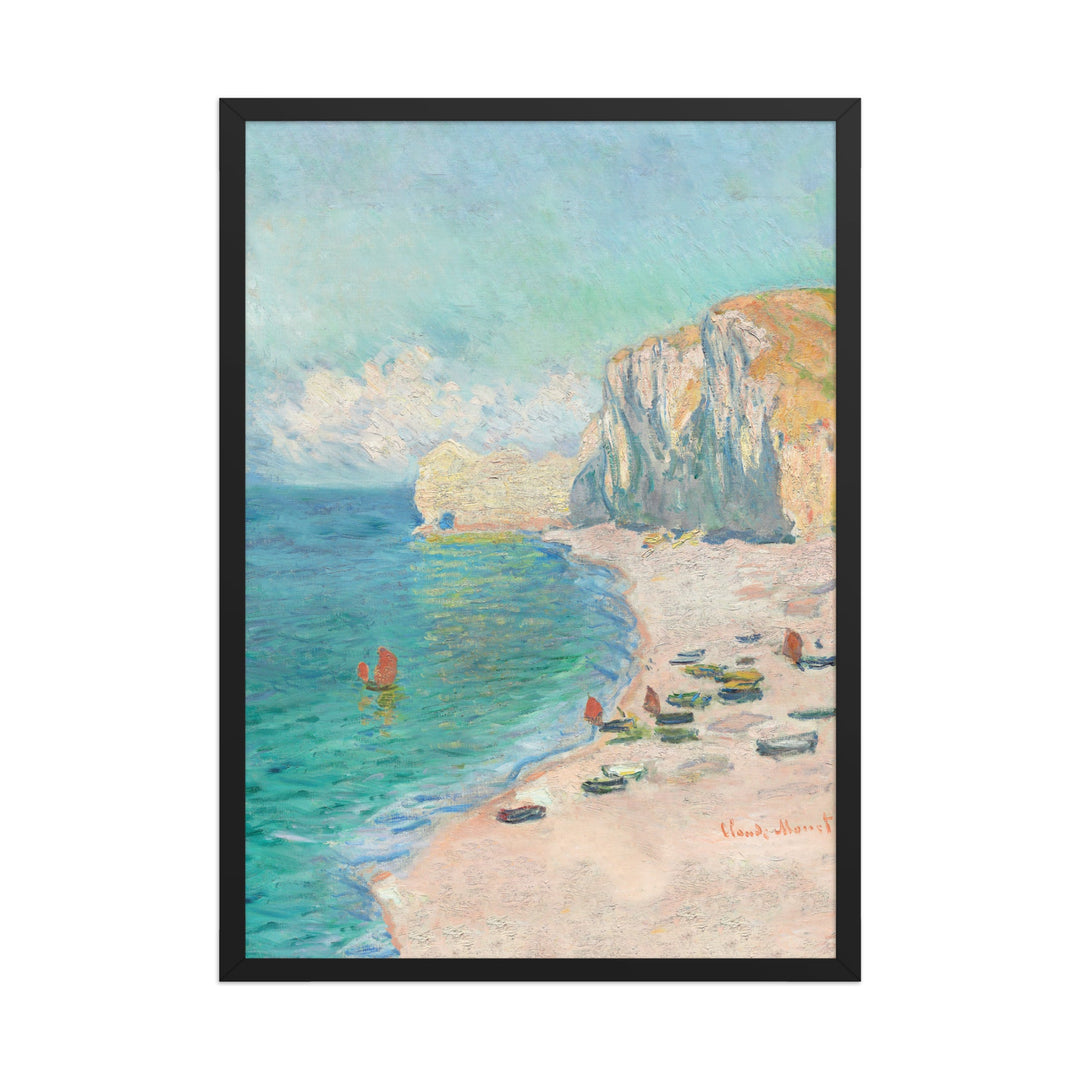 Poster - Claude Monet, Étretat: The Beach and the Falaise d'Amont Schwarz / 50×70 cm artlia
