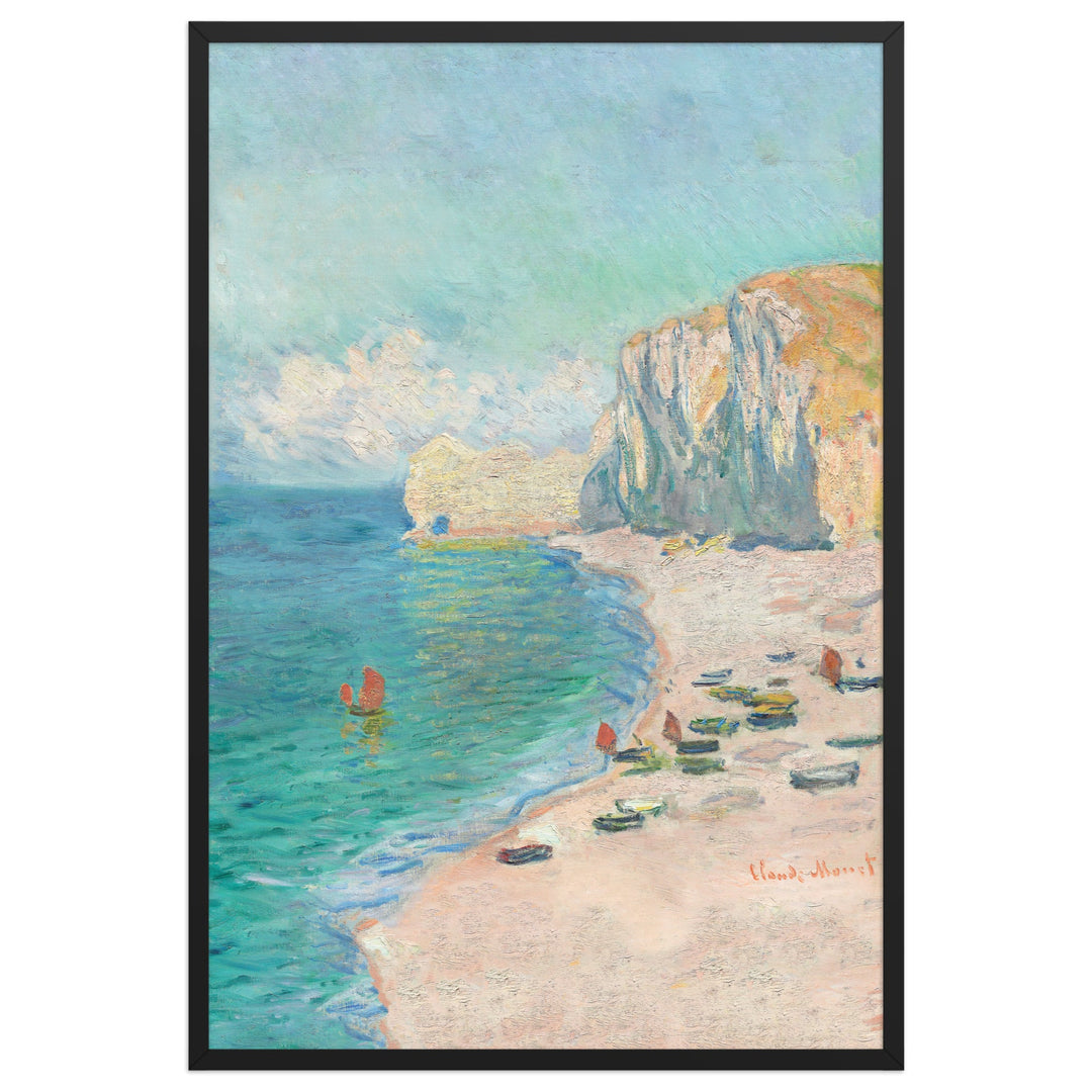 Poster - Claude Monet, Étretat: The Beach and the Falaise d'Amont Claude Monet Schwarz / 61×91 cm artlia