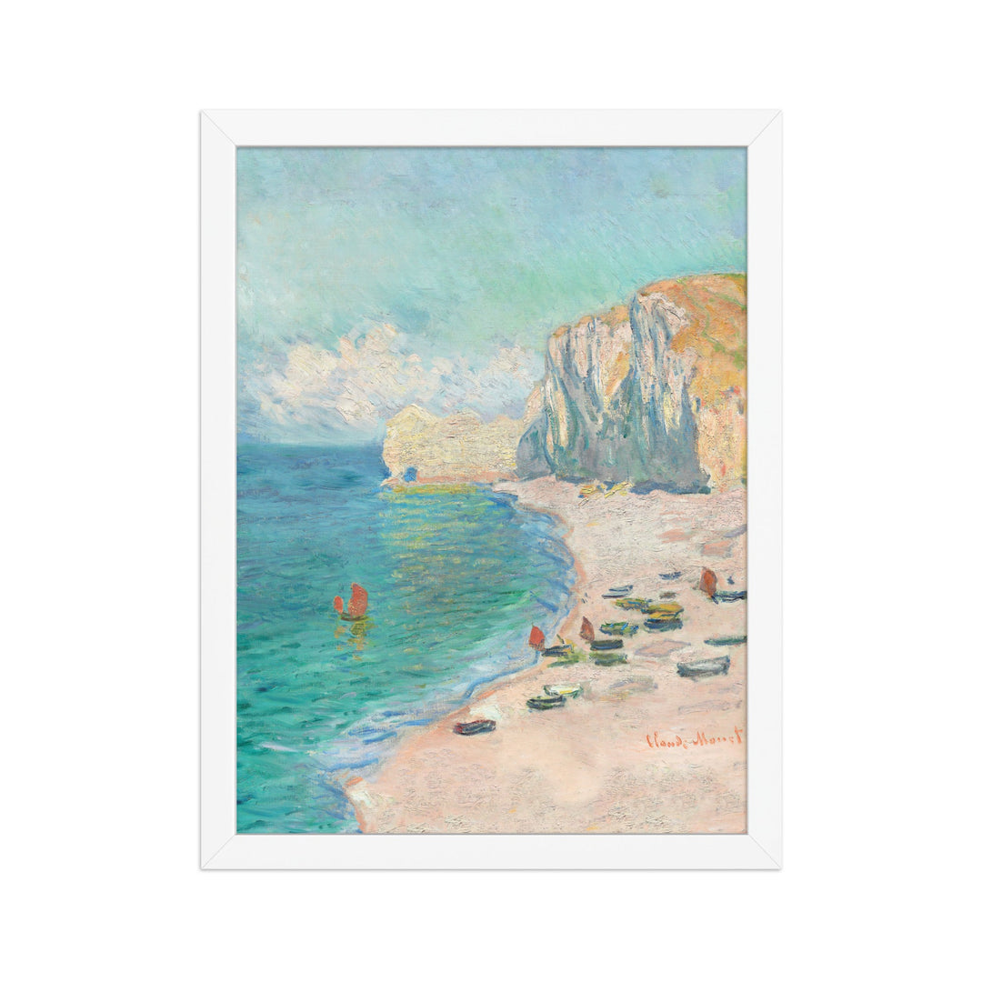 Poster - Claude Monet, Étretat: The Beach and the Falaise d'Amont Weiß / 30×40 cm artlia
