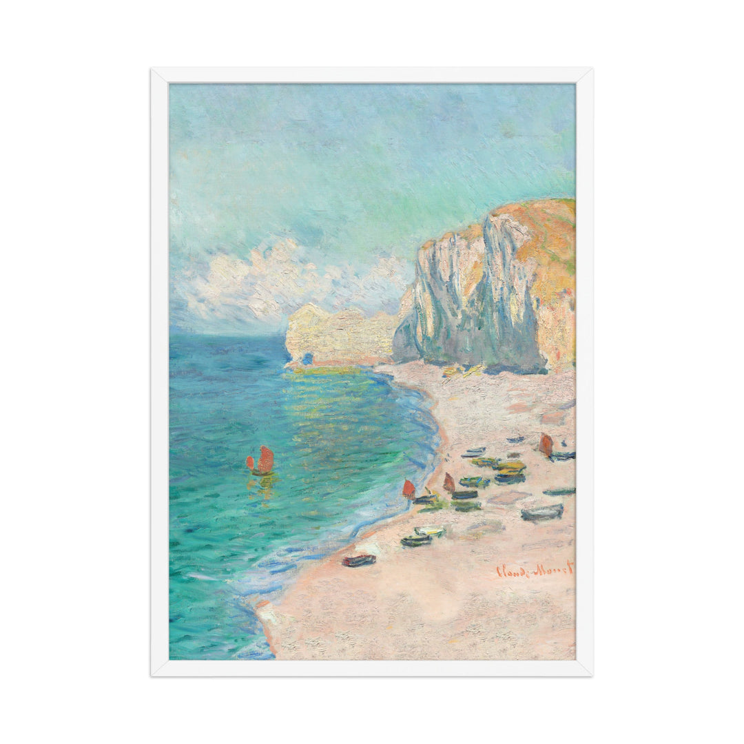 Poster - Claude Monet, Étretat: The Beach and the Falaise d'Amont Weiß / 50×70 cm artlia