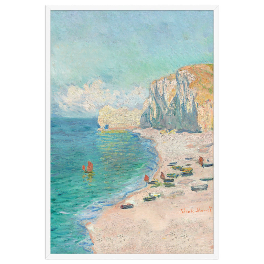 Poster - Claude Monet, Étretat: The Beach and the Falaise d'Amont Weiß / 61×91 cm artlia