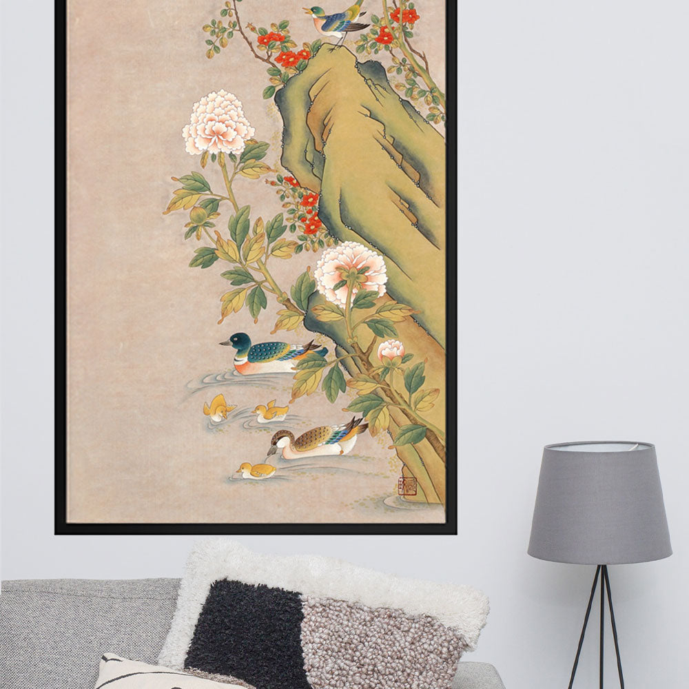 poster-frame-seungmin-yoon-blumen-und-voegel-artlia