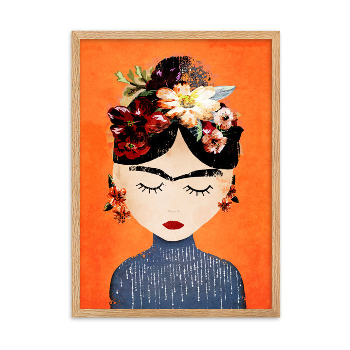 Poster - Frida Kahlo Orange Kuratoren von artlia Oak / 50×70 cm artlia