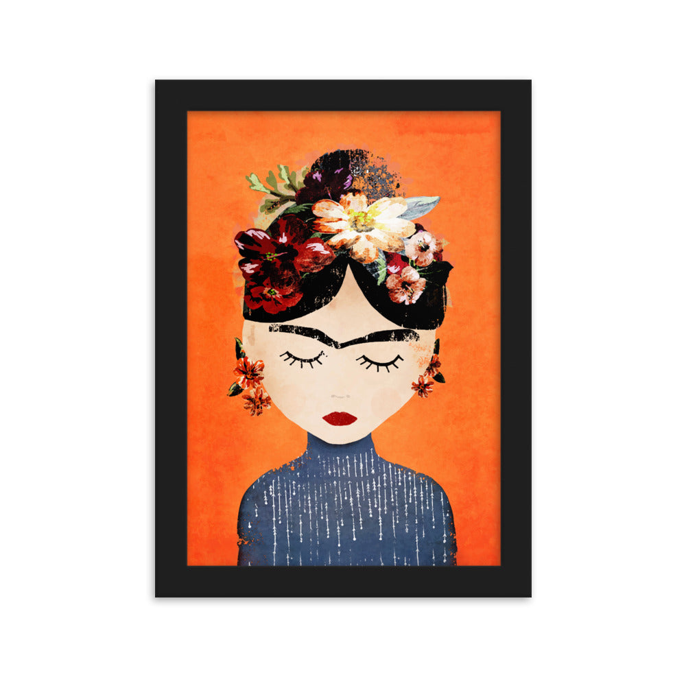 Poster - Frida Kahlo Orange Kuratoren von artlia Schwarz / 21×30 cm artlia