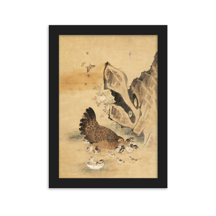 Poster - Henne und Küken, Byeon Sang-byeok Byeon Sang-byeok Schwarz / 21×30 cm artlia
